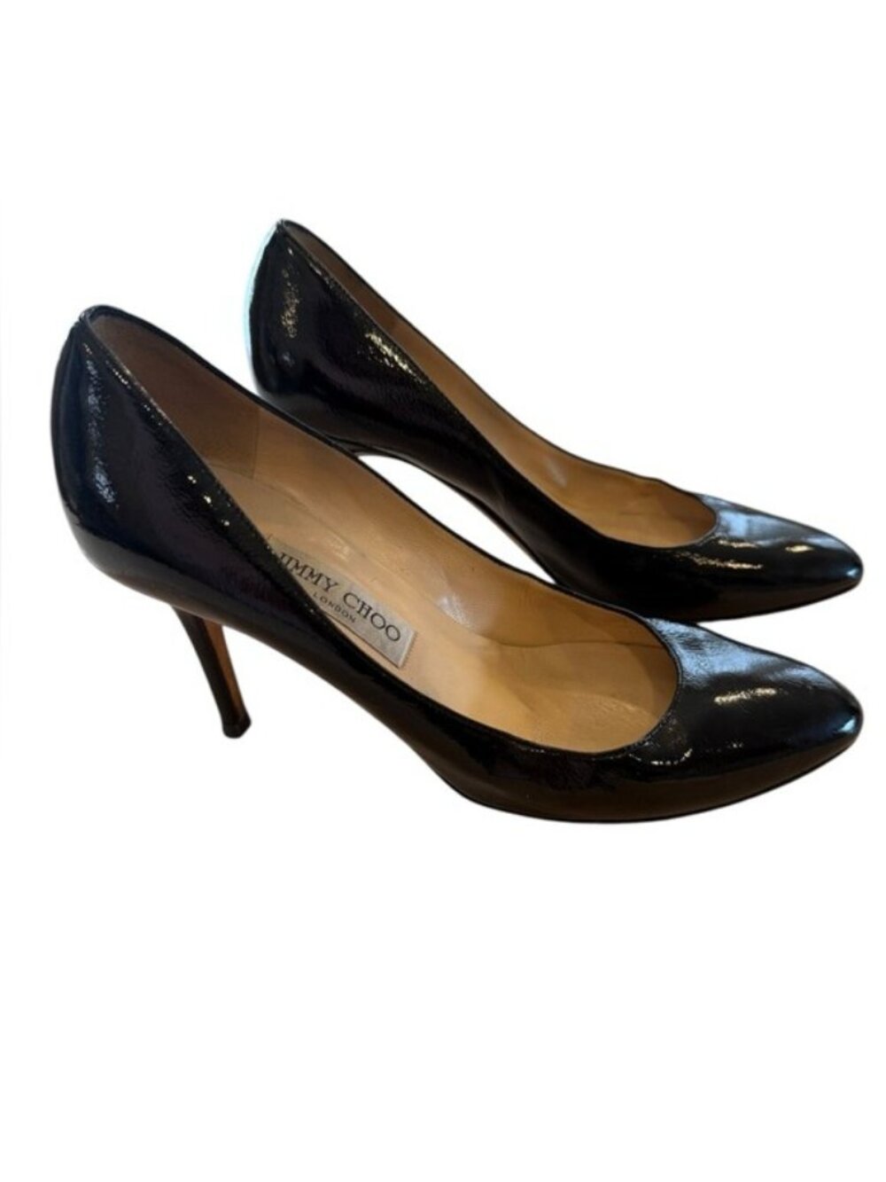 Jimmy Choo Women’s Heels 3 1/2 inch Black Patent Leather Size 7.5 Classic